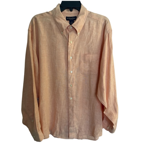 Brooks Brothers XL Peach Irish Linen Long Sleeve Shirt - Picture 1 of 10